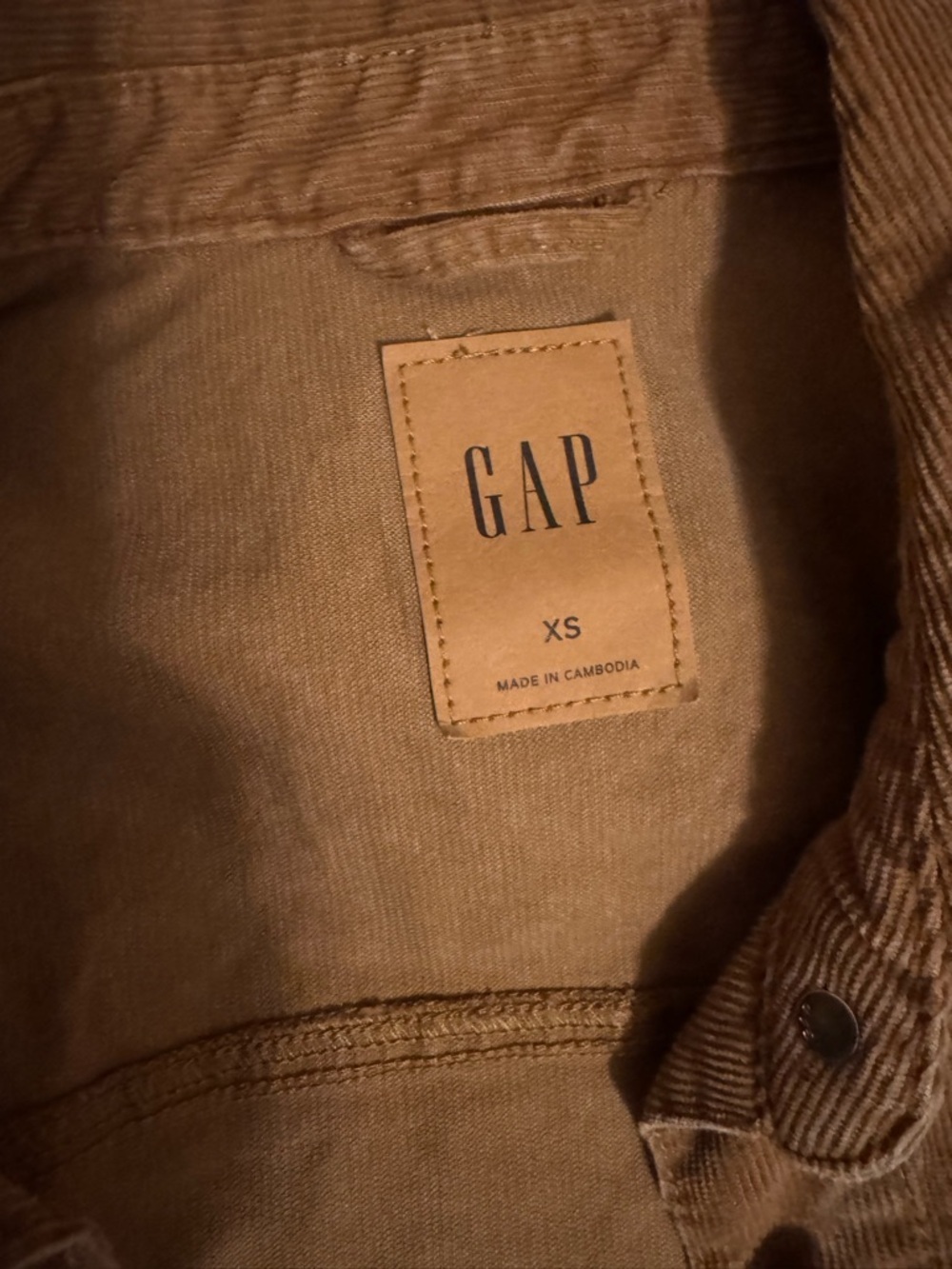 NWOT- GAP Tan Corduroy Button-Front Jacket - Picture 3 of 6